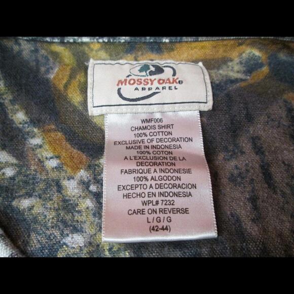 Mossy Oak Mens Size Large Flannel Shirt Chamois Heavyweight Breakup Camouflage - Picture 3 of 8